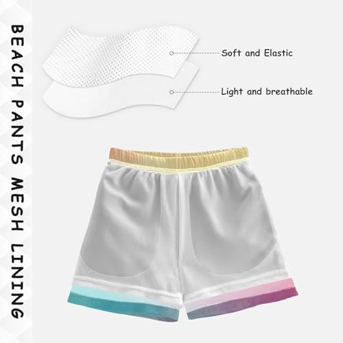 Pigsaly Boys' Swim Board Shorts Teal Rainbow Gradient Boy's Swim Trunks Kids Swimwear 2T4