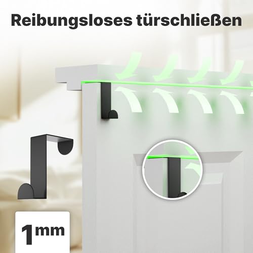 Minismus Türhaken zum Einhängen – Edelstahl Kleiderhaken Tür – Einzeln verwendbare Türgarderobe Haken Garderobenhaken – Aufhängehaken – Einhängehaken 4er Set (Schwarz)