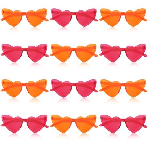 12PCS Love Heart Shaped Sunglasses Vintage Cat Eye Sunglasses for Bachelorette Party Birthday Favors