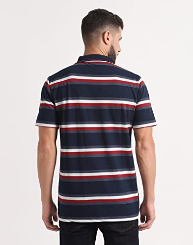 Image of INKKR Striped Men Polo Neck Half Sleeve T-Shirt