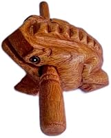 RATREE888 Handmade Wooden Frog Guiro Percussion Instrument 2.3-2.5 Inch - Realistic Croaking Sounds Home Decor Brown