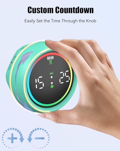 Image of Pomodoro Timer Cube, Desk Timer for Productivity with 1, 5, 10 Min Preset Countdown, Stopwatch and Custom Countdown, for Kids, ADHD, Study, Work, Fitness, Cooking (Cyan)