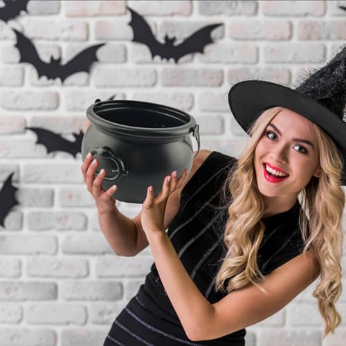 Caldero de plástico Halloween 9 piezas con asas cuenco para dulces 7