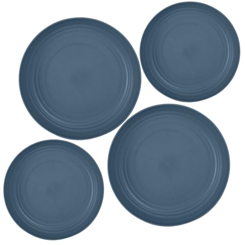 Image of Pepplo Serving Bowl for Soup, Noodle, Pasta, Camping, Picnic, Family Dinner, Salad, Cake, Ice Cream, Pho, Oatmeal, Cereal, Snack, Melamine, Biryani Microwave Safe (20cm+23cm, Blue, Pack of 4)