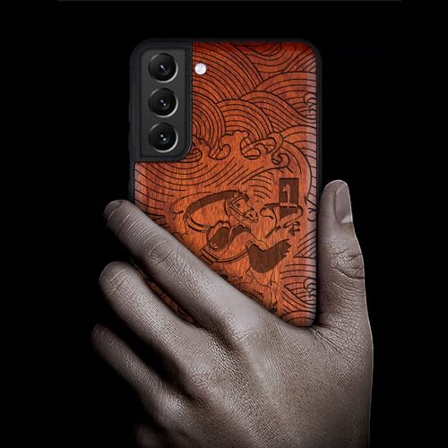Coque Samsung S22 bois antichoc étui silicone flexible Carveit rosé