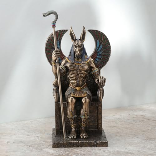 Estatua de Anubis sentado en trono 10.62 in miniatura 2