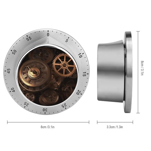 Evita descuidos con el temporizador de cocina ruidoso Gears Clock mecánico de bronce 3