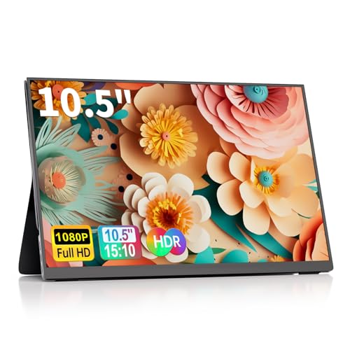 Image of 10.5''Portable Monitor for latop ,2K FHD 60HZ Laptop Monitor Screen,USB-C and HDMI Inputs, Ultra-Slim IPS Panel with HDR and Premium Smart Cover & Speakers for Laptop,PC,Phone,PS4 /5,Switch,Mac,Xbox