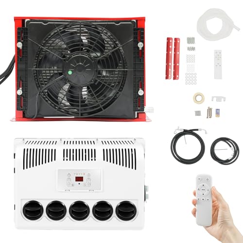 RYIRSHOH 12V AC Unit, 11000 BTU Truck Cab Air Conditioner, Mini Split Conditioner Cooling Rapidly for Semi Trucks Bus Caravan, Big Rig Sleeper, Trucks, RV, Vans, Buses, Low Noise