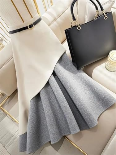 Women High Waist Slim A-Line Skirt Office Lady Long Skirts4
