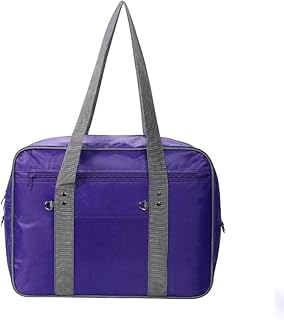 6色 スクバ スクール バッグ トートバック ボストンバック 女子 高校生 大容量 レディース マザーズバック 軽量 肩紐長い 黄色 赤 黒 緑 ピンク 紫 可愛い 背負える 学生 通学 バッグ 部活 カバン (パープル)