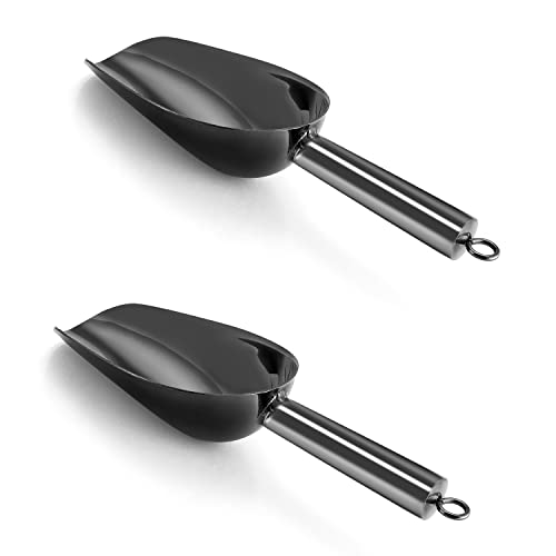 P&P CHEF Black Mini Scoop Set of 2, Small Candy Ice Cube Scoops, 3 Oz