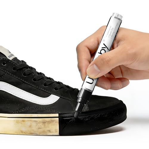 Umidoby Black Fabric Markers for Shoes, Permanent Paint Pens to Cover Scratches & Scuffs on Sneakers, Leather, Canvas | Quick-Dry for Shoe Repair & Customization