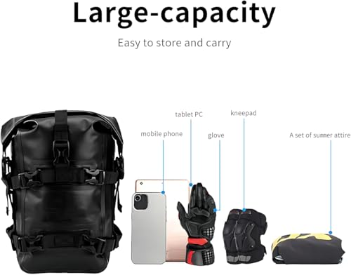 Image of 8L Waterproof Motorcycle Tail Bag - Compact Rear Luggage for Travel, Touring and Racing - Rear Seat Luggage with Buckle Straps, Roll-Top Closure, and Weather Protection (1Pcs)