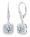 wowshow Moissanite Earrings, Leverback Earrings for Women 925 Sterling Silver 3ct Moissanite Diamond