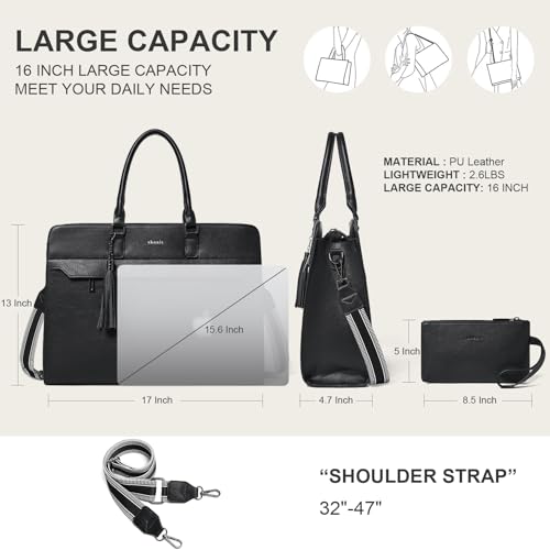 Image of Shrrie 15.6 inches Laptop Bag for Women,Water-Resistant Work Bag Laptop Tote Bag,Briefcase with Satchel Purse