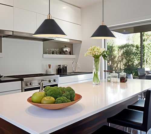 Kira Home 14" Large Metal Pendant Light Shades (3-Pack) - Matte Black Industrial Barn Style Replacement Covers for Kitchen Island Lights, Pool Table Lights. Fits Threaded Medium Base (E26) Sockets by Kira Home - Used condition - Image 3