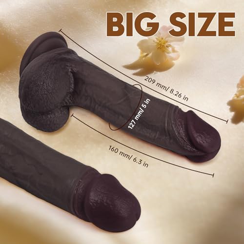 Image of Realistic Dildo - 6 Inch Liquid Silicone Dildo with Strong Suction Cup, Dual Density Black Dildo Sex Toy with Lifelike Veiny Texture & G-Spot Focused Design, Hands-Free Adult Toy for Women & Couples