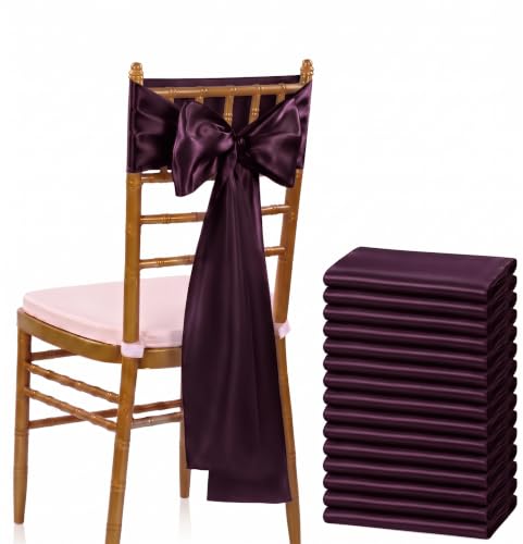 MDS® Pack of 125 Satin Chair Sashes for Wedding & Events – Plum