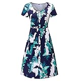 Kleider Für Hochzeit Prinzessin Kleid Damen Mont Kleider Rockabilly Brautkleid Bleistiftrock Rot Damen Casual Fashion Kurzarm Rundhals Kleid Mit Blumendruck Blau M