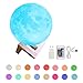 Imagen de Lámpara de luna LED 3D 20cm 16 Colores RGB Regulable LED Lunar Luz Control Remoto y Táctil Recargable USB con Adaptader de Corriente Lámpara Nocturna Decorativa para Dormitorio Fiesta Regalo