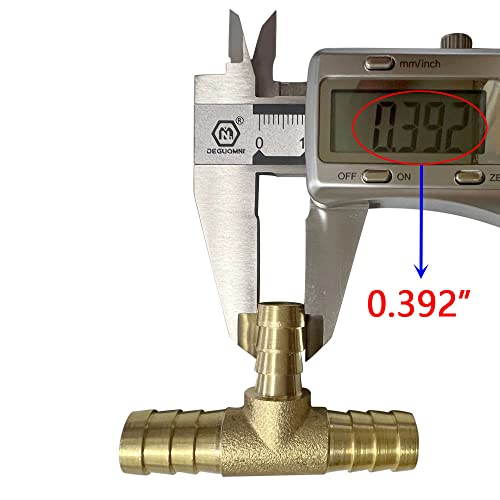 Metalwork Brass Reducing Hose Barb Splice T-Fitting, Reducer Tee Union Mender Joiner, 12Mm Barb X 10Mm Barb X 12Mm Barb, 1/2" X 3/8" X 1/2" Hose Id (Pack Of 2) #TOP4