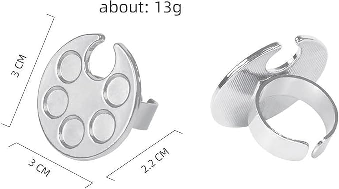 Silver Metal Mini Manicure Palette, Paint Palette Finger Rings, Wearable Metal Nail Art Polish Holder Palette Finger Ring, Gel Polish Mixing Tray Nail Art Tools Makeup Palettes image 4