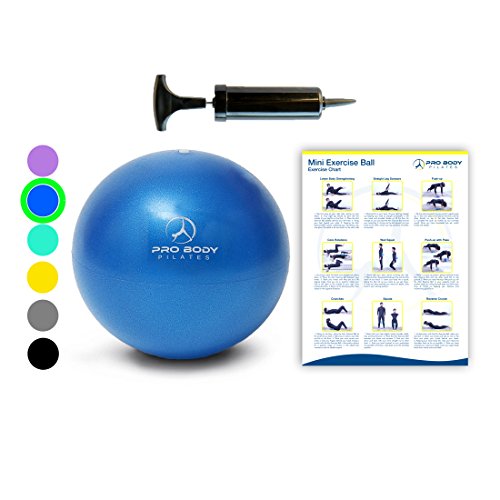 Mini Exercise Ball with Pump - 9 Inch Small Bender Ball for Stability, Barre, Pilates, Yoga, Core Training and Physical Therapy (Blue)