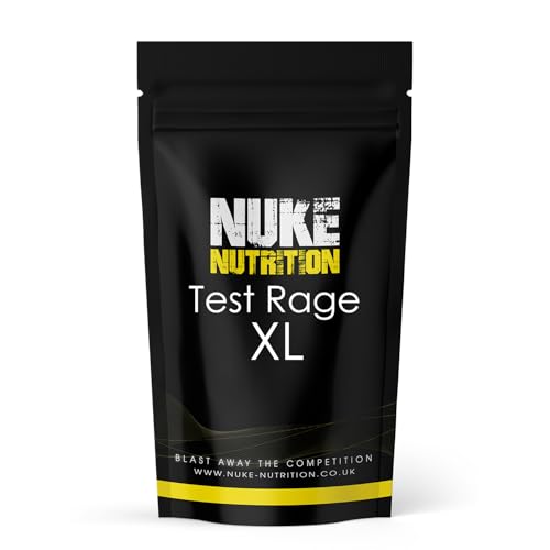 Nuke Nutrition Test Rage XL Testosterone Booster for Men | 60 Capsules | Anabolic Supplement to Enhance Male Testosterone Levels | Boost Lean Physique Muscle Growth & Strength | Vegan & Easy Swallow