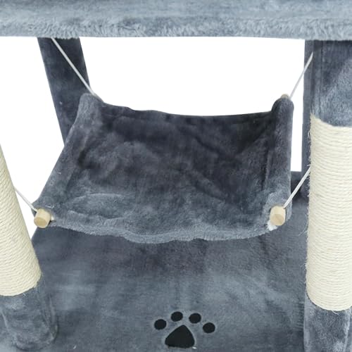 Albero tiragraffi grigio chiaro con motivo a zampe...