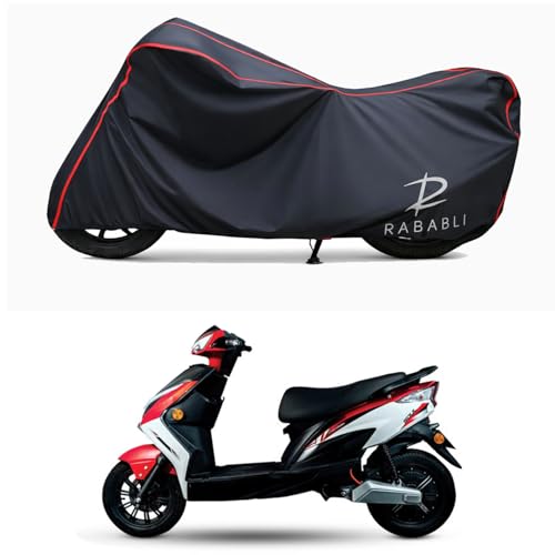 Image of Waterproof Bike Body Cover Compatible for | EeVe Soul STD | Taffeta Fabric, Red Piping Design, Bottom Elastic Fit | Dustproof, Sun UV & Rain Protection for All Bikes