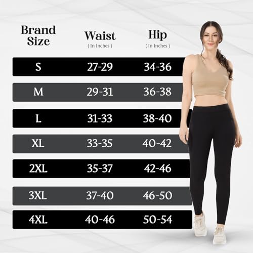 Image of TRASA Active Yoga Pants for Womens Gym High Waist with 3 Pockets, Tummy Control, Workout Pants 4 Way Stretch Yoga Leggings, Sizes - M,L,XL,2XL,3XL