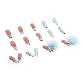 Magrace Press on Nails Long Fake Nails French Tips False Nails with Designs 24 pcs Stick on Nails for Women