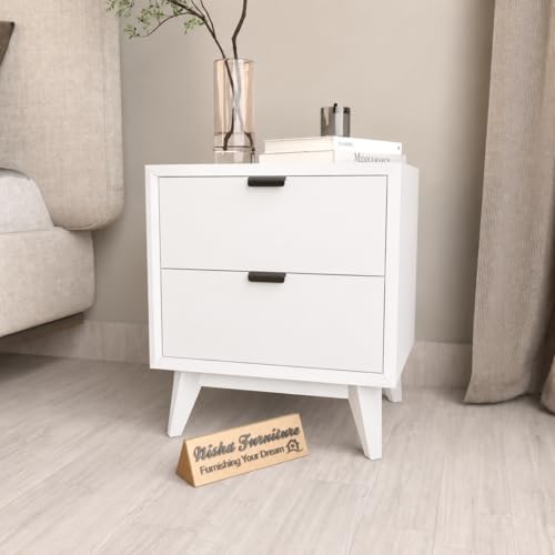 Image of Solid Wooden Bedside End Table Wooden NightStand Side Table for Living Room, Home and Office Furniture | Solid Wood Bed Side End Table for Bedroom Table- in White Finish