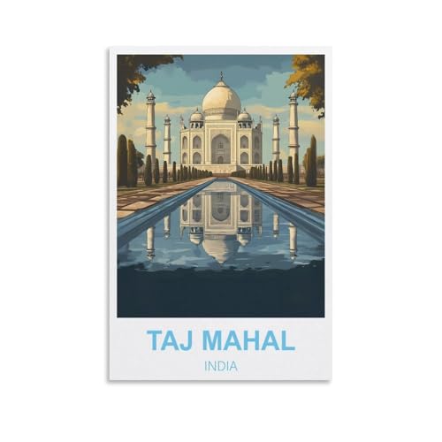 FJIWECWSQ Taj Mahal India Poster de voyage vintage sur toile 20 x 30 cm