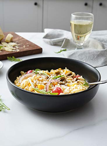 Le Tauci Pasta Bowls 45 Ounce, Large Salad Bowls And Serving Bowls, Soup Bowl, Ceramic Pasta Plates, Set Of 4, Matte Black #TOP3