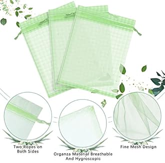 Boao 200 Pcs Fruit Protection Bags Fruit Netting Bags with Drawstring for Protecting Vegetable Net Cover Reusable Mesh Bag for Garden Apple Trees