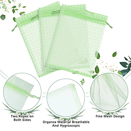 Boao 200 Pcs Fruit Protection Bags Fruit Netting Bags with Drawstring for Protecting Vegetable Net Cover Reusable Mesh Bag for Garden Apple Trees