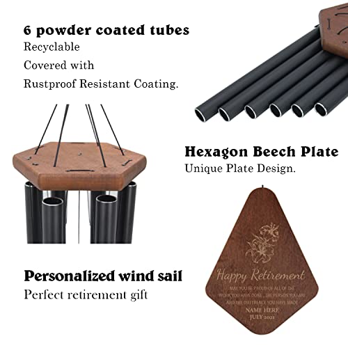 Image of ASTARIN Personalized Happy Retirement Gift, Custom Name Retirement Wind Chimes for Women Men, Wind Chime Retire Gifts for Teacher Co-Workers Boss Friends Parents, Going Away Funny Farewell Gift