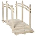 Outsunny 7.5' Wooden Arch Garden Bridge, Safety Rails for Backyard Ponds, Creeks, Streams, Natural