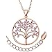 Générique Collier Femme Arbre de Vie, 36 Cristaux de Swarovski, Collier Pendentif Femme Rond, Cadeau Femme Anniversaire Bijoux Pierre de Naissance Juin (Violet Alexandrite)