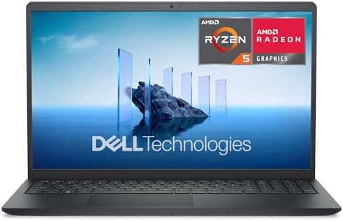 Dell 15 PC Portable DC15255 15,6" FHD (1920 x 1080) 120 Hz, Processeur AMD Ryzen 5 7520U, Graphiques Radeon 610M, 8 Go LPDDR5, 512 Go SSD, Windows 11 Home, Clavier AZERTY - Noir Carbone