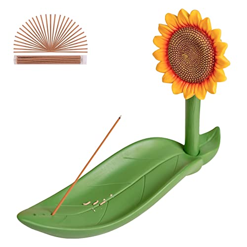 Garmoly Sunflower Incense Holder For Sticks, Incense Burner With 30 Incense Sticks And Detachable Ash Catcher, Farmhouse Sunflower Decor For Home, Patio, Nature Art Theme Incense Tray #TOP4