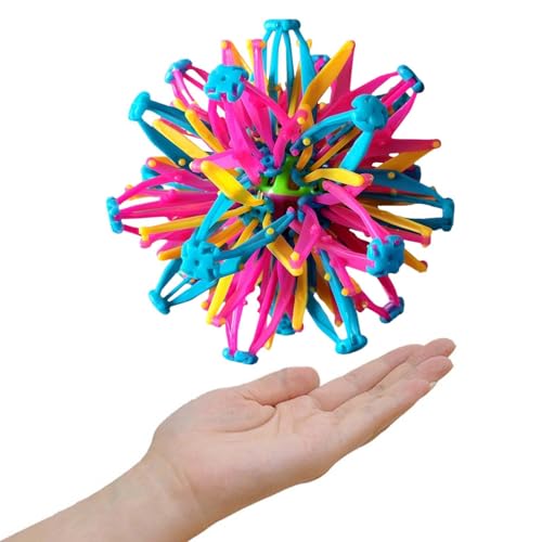 28.45 Cm Erweiterbares Ball Spielzeug Mit Licht - Expandable Hand Fangen Atmen Blume Sensorik Hoberman Sphere Spielzeug in Blauer Farbe