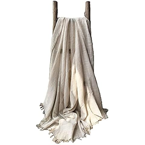 OllieByBeebz Unisex Cotton Scarf Linen Scarves for Women and Men (Beige) Cover