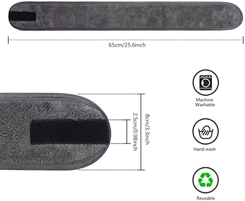 KinHwa 3 Pack Spa Facial Headband Makeup Hair Band Women Skincare Adjustable Microfibre Headband for Washing Face Sports Yoga Darkgray