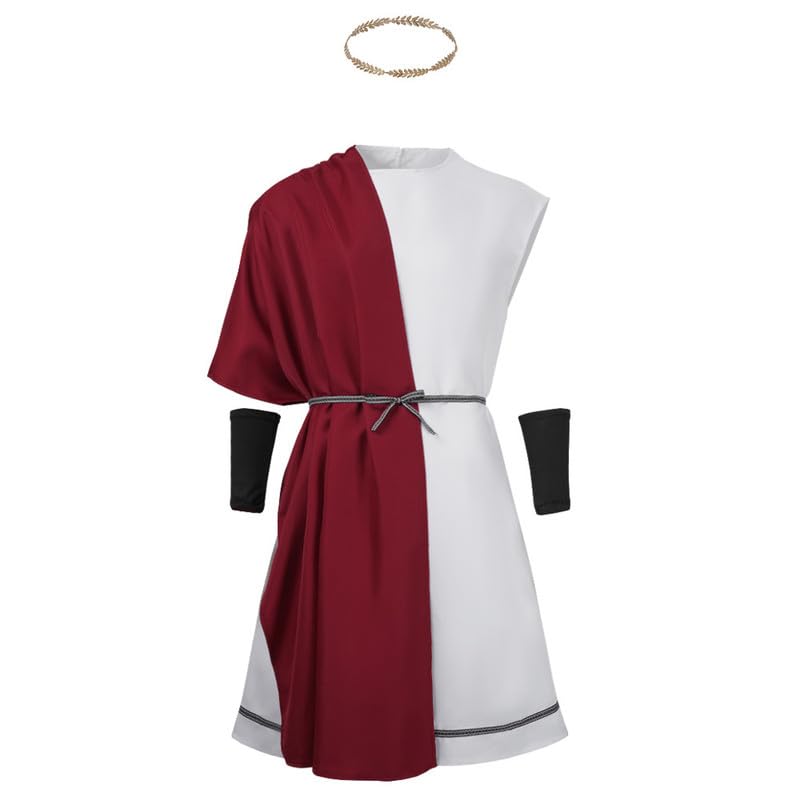 MABDO Disfraz de túnica antigua de César griego anime, disfraz de cosplay, para hombre, color blanco, 2XL (pecho 139 cm)