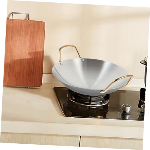 Wok pequeño de acero inoxidable con doble asa antiadherente miniatura 6