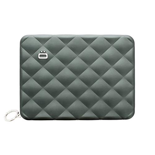 Ögon - キルトパスポートアルミニウム財布、旅行のお供、RFIDブロッキング、カード15枚、パスポート、紙幣、コイン - プラチナ