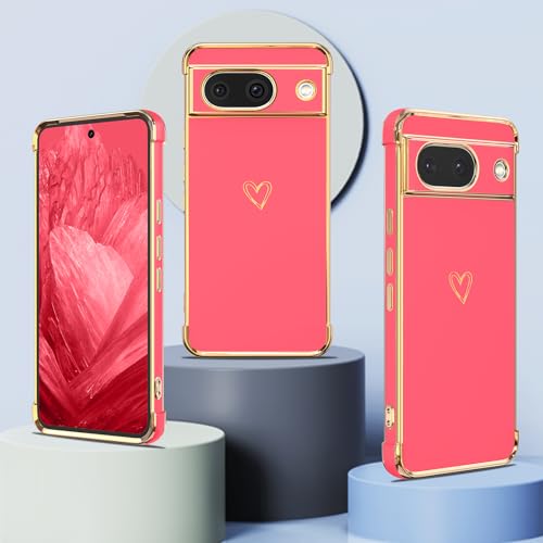 Coque Google Pixel 8a avec protection caméra antichoc motif cœur rose - 5